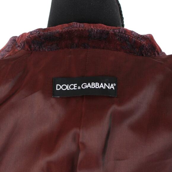 Dolce & Gabbana Velour Burgundy Floral Pattern Blazer 42 Single Breasted Jacket - Picture 7 of 8